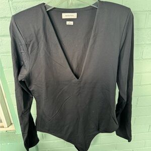 Aritzia Babaton Deep V-Neck Black Bodysuit